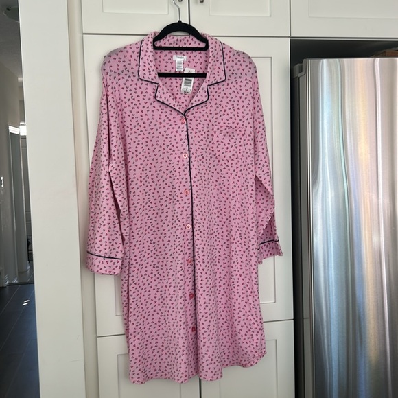 CLAUDEL Pink Floral Cotton Blend Night Gown Size 1X - Picture 8 of 14